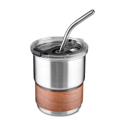 Copo de Café com Canudo em Aço Inox 304 Hermético 250ML Prata