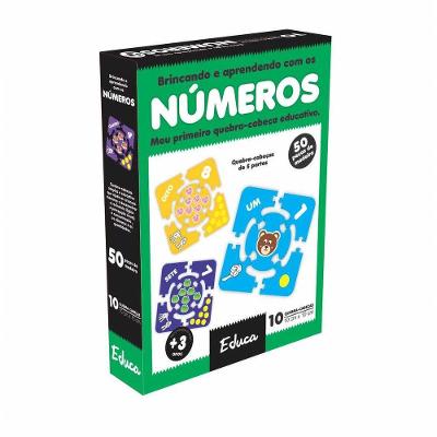 Quebra-Cabeça Brincando e Aprendendo Números 1 a 10 Educativo com 50 Peças