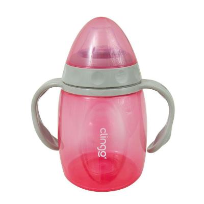 Copo de Transição Clingo com Alça Bico de Silicone Anti-vazamento Polipropileno para Bebê Rosa