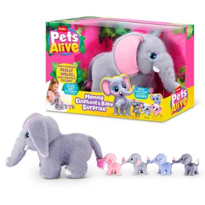Pelúcia Elefante Mamãe Movimenta a Tromba com Bebês Surpresa 3618 Candide