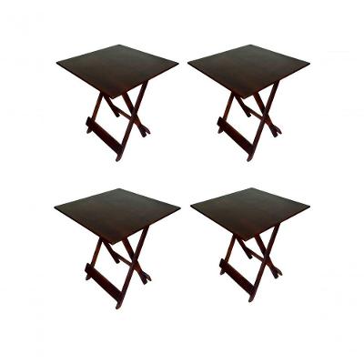 Kit 4 Mesas Dobráveis 4 Lugares Quadradas Tampo MDF 70x70 Imbuia para Bar Restaurante Lanchonete