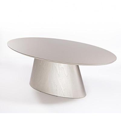 Mesa de Jantar Cannes 6 Lugares Oval MDF 180CM Amêndoa com Base MDF Itamóveis