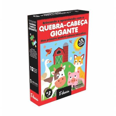 Quebra-cabeça Gigante Brincando e Aprendendo com 12 Peças Grandes de Madeira Animais