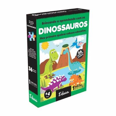 Quebra-cabeça Educativo Q.c Dinossauros com 36 Peças em Madeira para Desenvolver Memória M.D.F.
