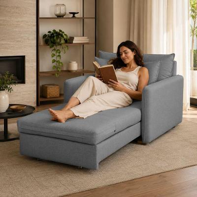 Poltrona Cama Retrátil Maricá em Linho com Espuma D28 Cinza Lufer Estofados