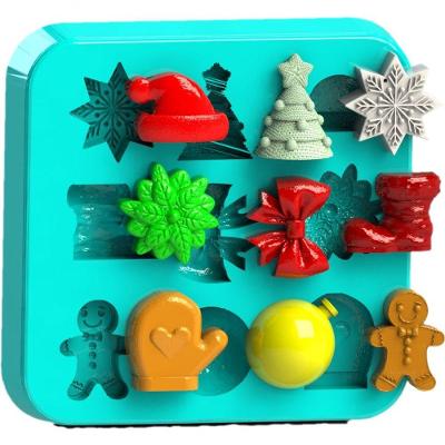 Molde Aplique de Natal 9 Modelos em Silicone Transparente HB Formas e Cortadores 11CM