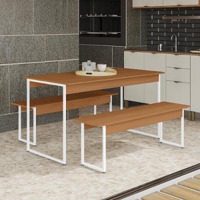 Mesa de Jantar Kappesberg Industrial 2 Lugares com Bancos Café Branco 136CM Kappesberg