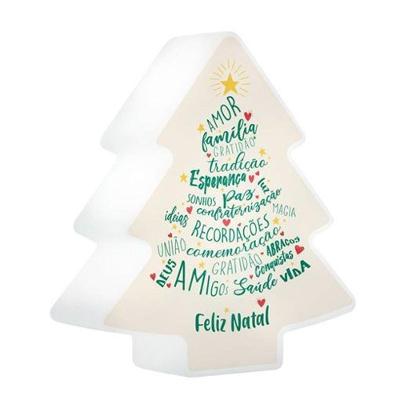 Luminária Árvore de Natal - Palavras com Iluminação Suave em Polietileno Bivolt 25CM
