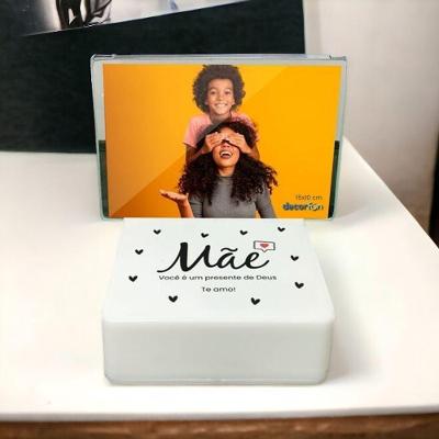 Luminária Box Porta Retrato Mãe Presente de Deus com LED Integrado e Frase Temática 11,5CM