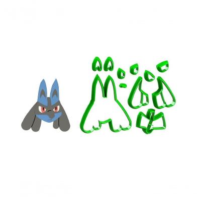 Cortador Pokemon Lucario Modular em Plástico PLA Transparente 8CM HB Formas e Cortadores
