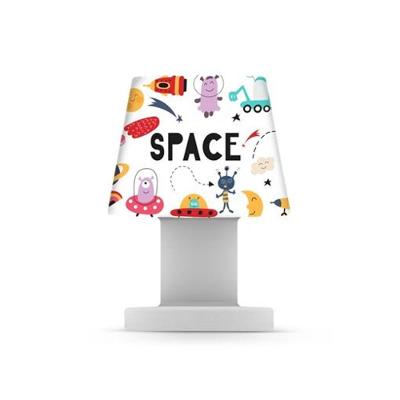 Luminária Abajur de Mesa Pequena Space com Luz Difusa Capa Removível Branco Bivolt