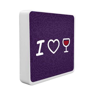 Luminária Box Slim I Love Vinho Luz Difusa Ideal para Leitura Alimentação USB Bivolt Vermelho