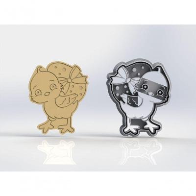 Cortador Pintinho Laço e Ovo Plástico PLA 7CM Transparente 1 Unidade HB Formas e Cortadores