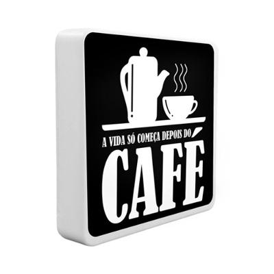 Luminária Box Slim Depois do Café com Luz Difusa e USB Bivolt Polietileno 18CM