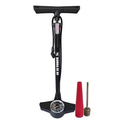 Bomba de Ar Manual para Bicicleta com Manômetro Alta Pressão Preto