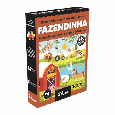 Quebra-cabeça Educativo Q.c Fazendinha com 36 Peças em Madeira para Desenvolver Concentração M.D.F.