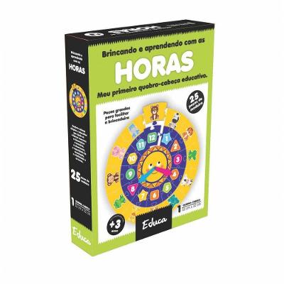 Quebra-Cabeça Educativo Brincando e Aprendendo Q.c Horas Estimula Aprendizado com Peças Grandes