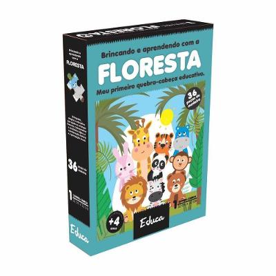 Quebra-cabeça Educativo Q.c Animais da Floresta com 36 Peças em Madeira para Desenvolver
