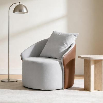 Poltrona Decorativa Devin Giratória Linho Soft Confortável Caramelo Lyam Decor 78CM