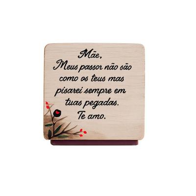 Quadro Mesa Homenagem Especial para Mãe Quadrado em Madeira Amadeirado Artesanal