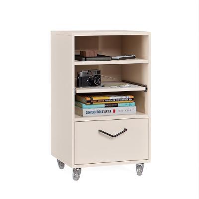 Organizador Mini Organizador 1 Gaveta Steel Moderno MDF-MDP com Rodízios Off White EJ Móveis