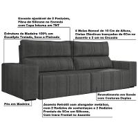 Sofá Retrátil 254cm Leonel Suede Grafite Gran Belo - 4