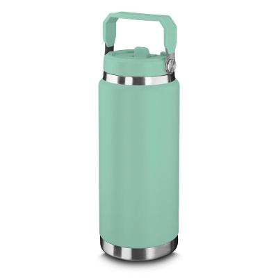 Garrafa Térmica Parede Dupla Aço Inox com Alça e Vedação em Silicone Verde 900ML