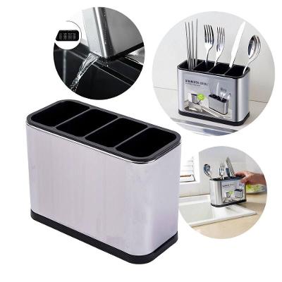 Escorredor Porta Talheres Inox 4 Divisões Aço Inoxidável e PP Cozinha B-Max