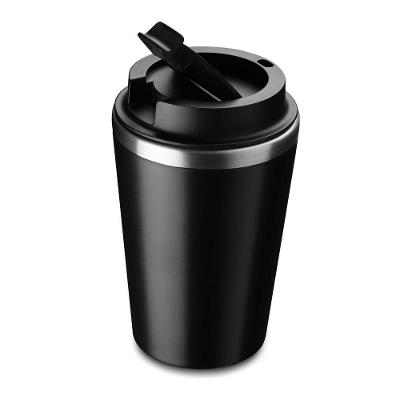Copo Térmico Parede Dupla em Inox 304 e Plástico PP Hermético Preto 350ML
