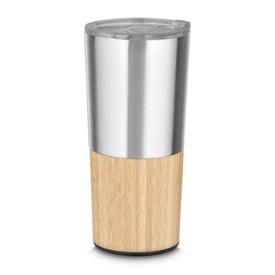 Copo Térmico Copo Bambu Aço Inoxidável Parede Dupla para Uso Diário Prata 550ML