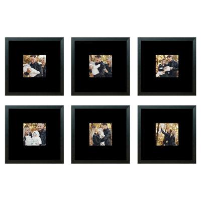 Kit 6 Quadros Porta Retrato Foto 10x10 Paspatur Preto Moldura Preta 20x20 MDF