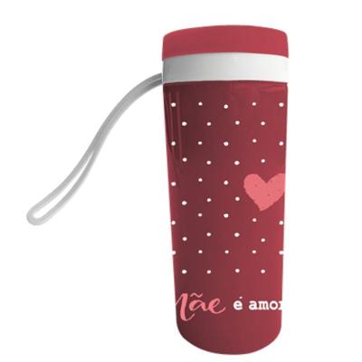 Copo de Viagem Amor Perfeito 330ml com Alça Plástico PP e Polietileno Design Funcional para Trabalho