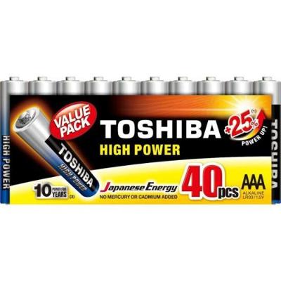 Pilha Alcalina LR03GCP Longa Duracao Alta Drenagem Branco Toshiba AAA 40 Unidades