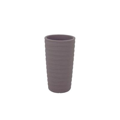 Vaso Ornamental Grego Cilíndrico 65CM Polietileno Rústico Cinza Tramontina 25L