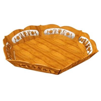Fruteira em Mdf Cru 3mm com Detalhes Vazados para Mesa 30x30x5cm Lenobre