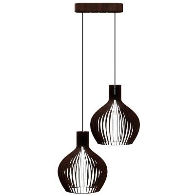 Luminária de Teto Pendente Kazan em MDF para Lâmpada E27 Bivolt 100W Marrom Lenobre