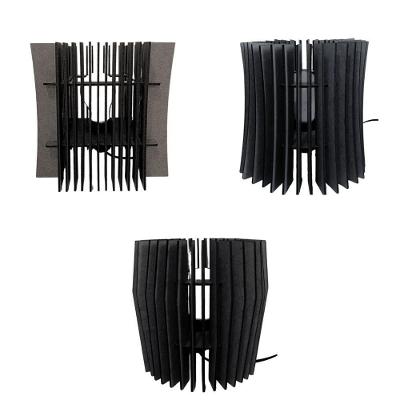 Kit 3 Abajures de Mesa 20x20cm Madeira MDF Preto Bivolt 100W E27 Lenobre