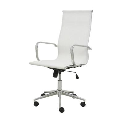 Cadeira Giratória Alta Office Sevilha Tela Mesh Rivatti Revestimento Branco Base Rodízio Cromado