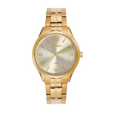 Relógio Feminino Aço Dourado Analógico em Aço Inox com Vedação 5 ATM Mondaine
