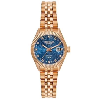 Relógio Feminino 6T15 Clássico Aço Inox Fundo Transparente Azul Séculus