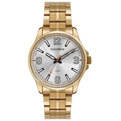 Relógio Masculino Analógico em Aço Inox Dourado Resistência 5 ATM Mondaine 43MM