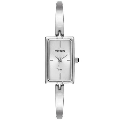 Relógio Feminino Relógio Feminino Prata Metal Quadrado Minimalista Analógico Aço Inox Prata Mondaine