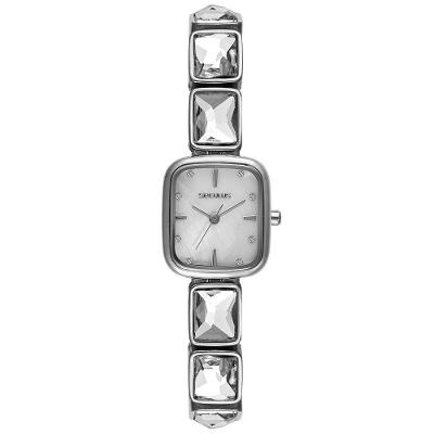 Relógio Feminino Quadrado Branco Metal com Pulseira em Metal Especial Séculus