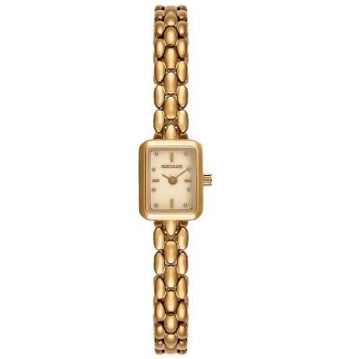 Relógio Feminino Movimento Micromáquina Analógico em Aço Inox com Mostrador em Madre Pérola Dourado