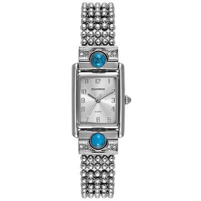 Relógio Feminino Mondaine Prata Metal Quadrado com Pulseira em Aço Inox 3.1CM