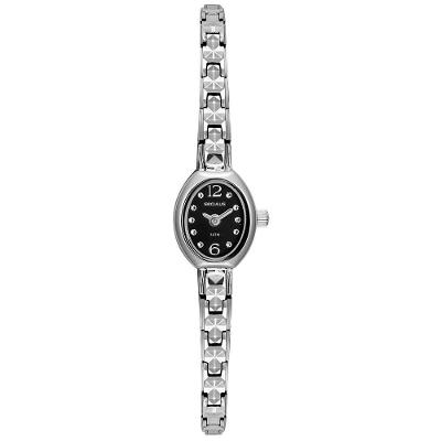 Relógio Feminino Oval Clássico Aço Inox com Cristais Prata Séculus