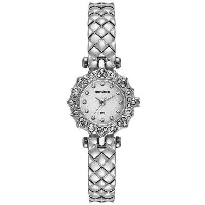Relógio Feminino Moda Analógico em Metal com Cristais Prata Mondaine