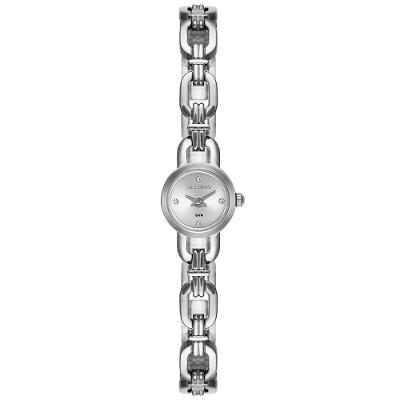 Relógio Feminino Mini Pulseira Corrente Analógico Metal com Cristais Prata Séculus