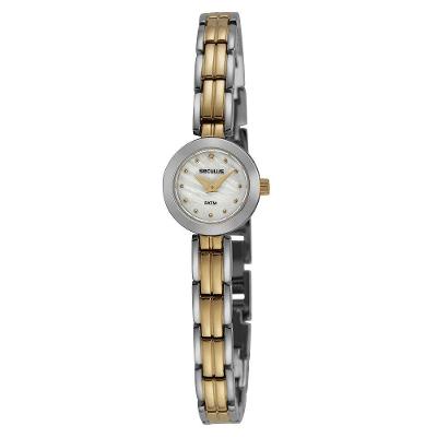 Relógio Feminino Madrepérola Clássico Aço Inox Prata e Dourado Séculus 17MM