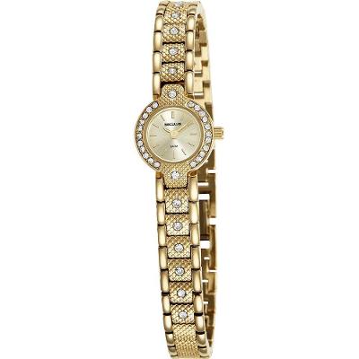 Relógio Feminino Cristais Clássico com Pulseira em Metal Dourado Séculus 17MM